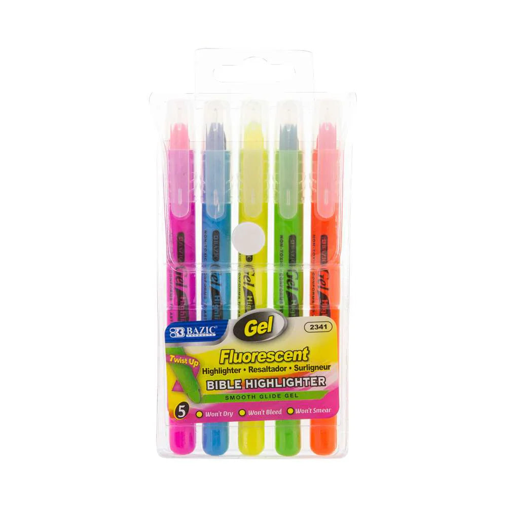 GEL FLOURESCENT HIGHLIGHTER 5 COLORS