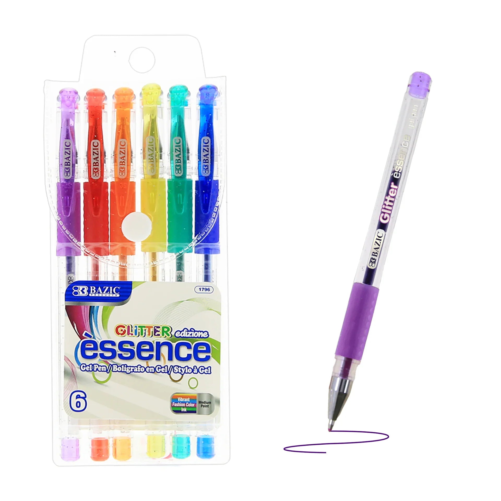 GLITTER COLOR GEL PEN PQ.6