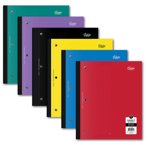 1 Subject Coil-less Notebook Wide Ruled 80 Sheet