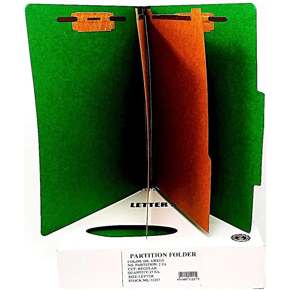 File Folder | 2 Partition | Dark Green | Letter | Box/15