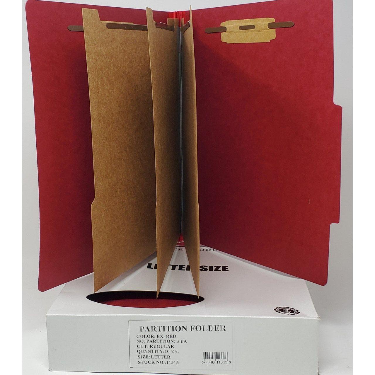 File Folder | 3 Partition | Ex. Red | Letter | Box/10
