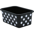 WHITE POLKA DOTS ON BLACK SMALL PLASTIC STORAGE BI