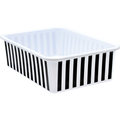 BLACK AND WHITE STRIPES LARGE PLASTIC STORAGE BIN