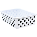 BLACK POLKA DOTS ON WHITE LARGE PLASTIC STORAGE BI