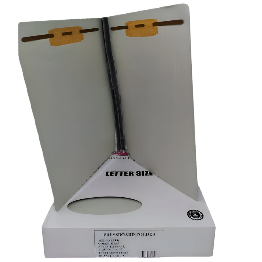 Pressboard Folder | Lateral | 2 Fastener | Gray | Letter