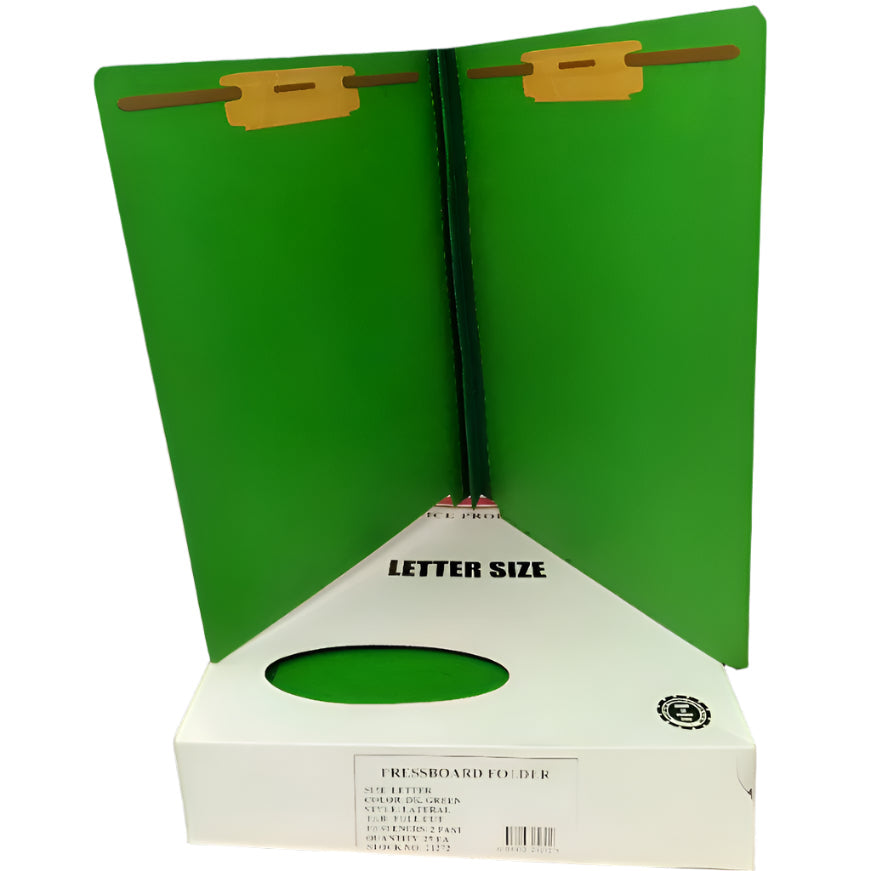 PRESSBOARD FOLDER LATERAL 2 FASTENER DK.GREEN