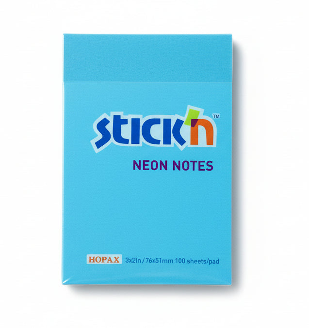 Stick'n Neon Note Blue| 100 Sheets \ Pad