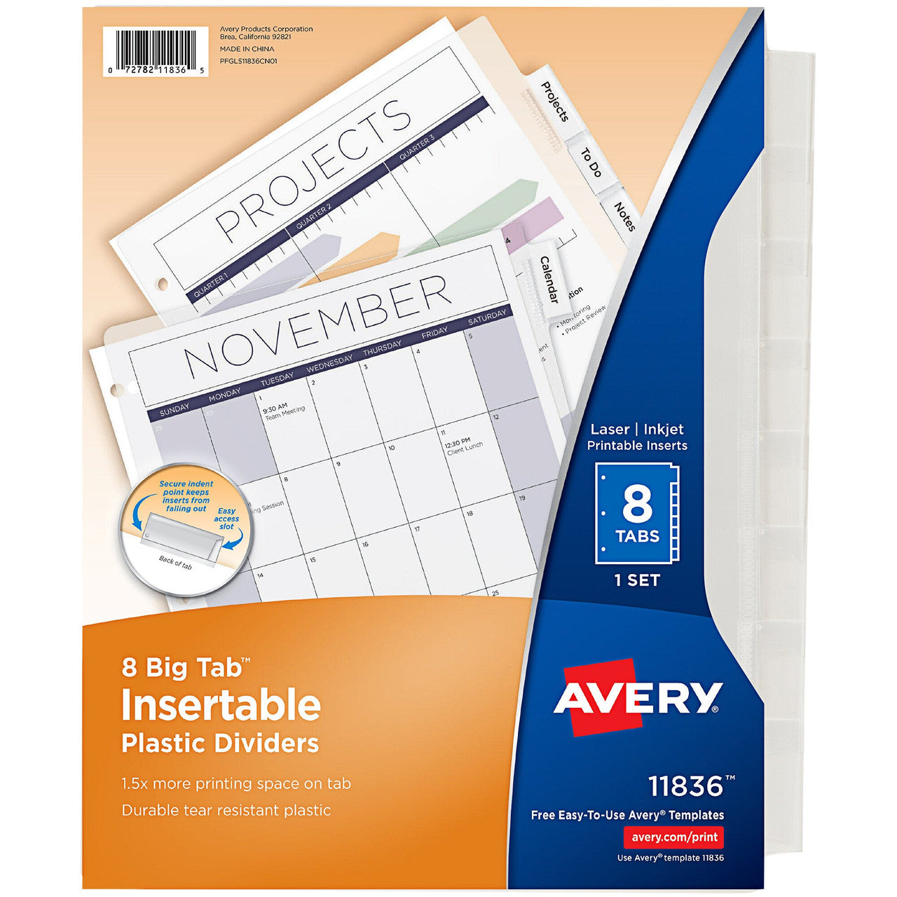 BIG TAB INSERTABLE PLASTIC DIVIDER CLEAR 8 TAB