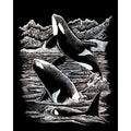 ENGRAVING ART SILVER FOIL ORSA WHALES 3 PC