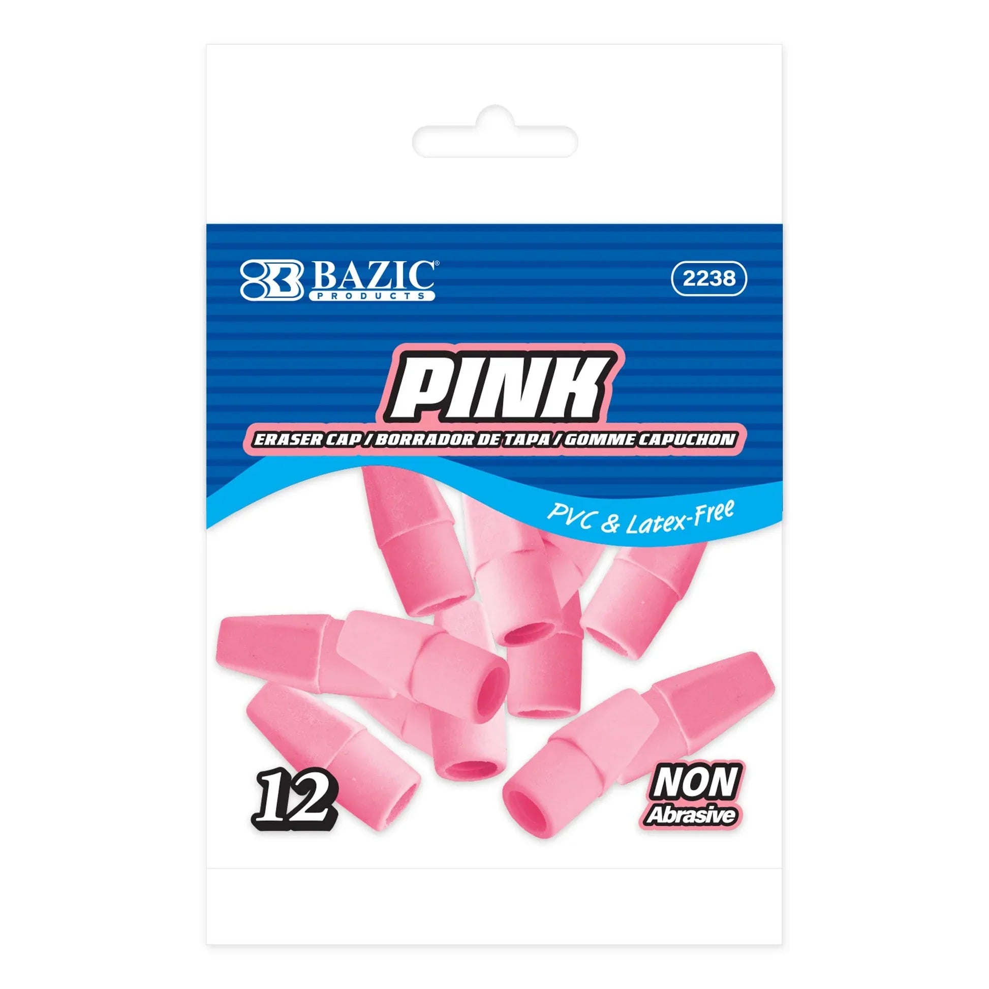 BAZIC Pink Eraser Cap (12/Pack)