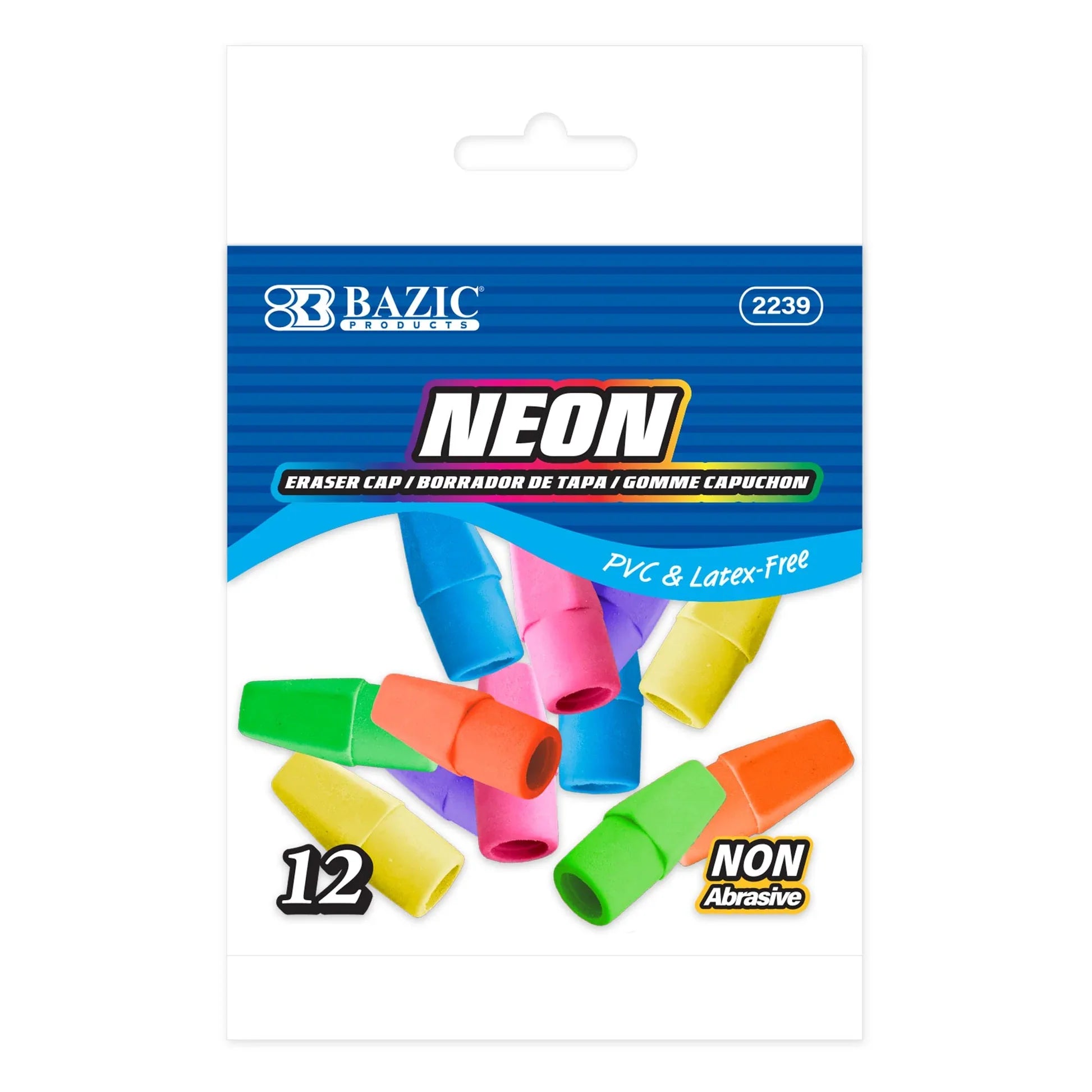 BAZIC Neon Eraser Cap (12/Pack)