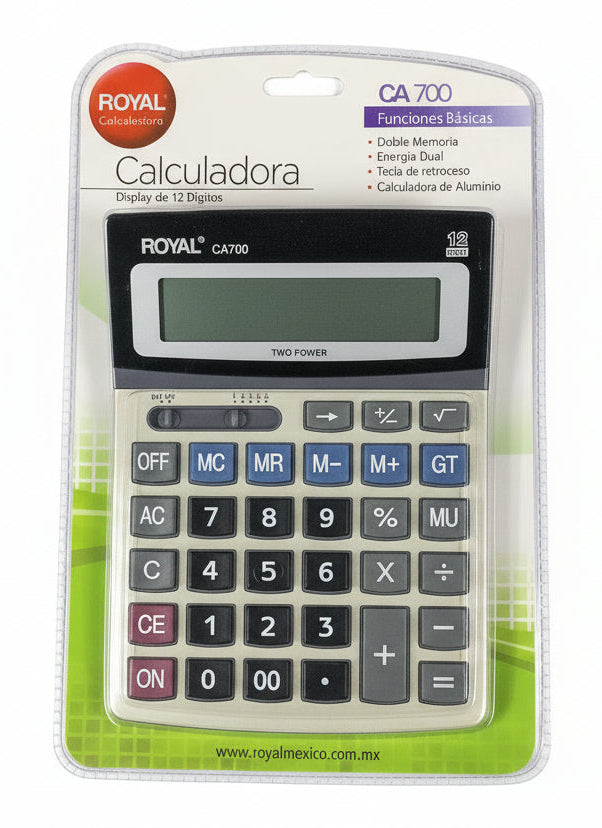 Calculdora Funciones Básicas | Display de 12 dígitos CA700