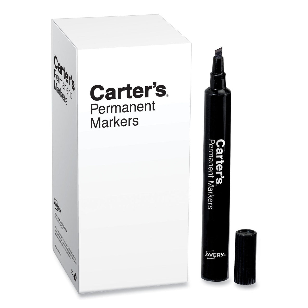Carter's Permanent Markers Chisel Tip Black Cj. 12