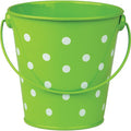LIME POLKA DOTS BUCKET 4-1/8" WIDE AND 4-1/8" HIGH