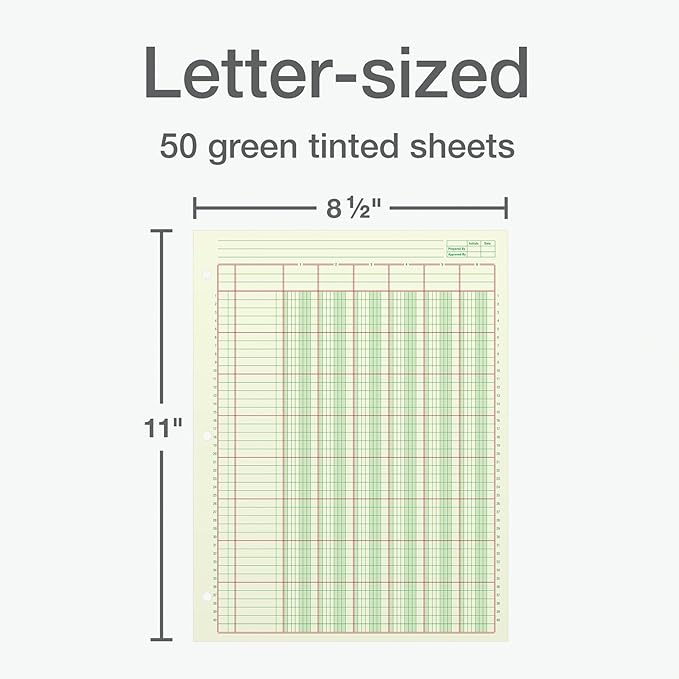 Columnar Analysis Pad | 6 Column Ledger | 8.5" x 11" | 100 Pages