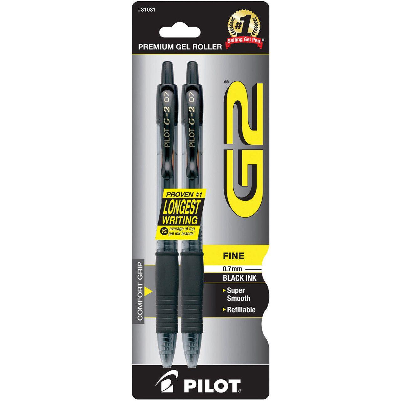 G2 Retractable Gel Pens Fine Point 0.7 mm Black Ink Pkg. 2