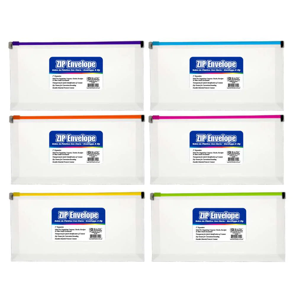 ZIP ENVELOPE COUPON/CHECK SIZE, CLEAR