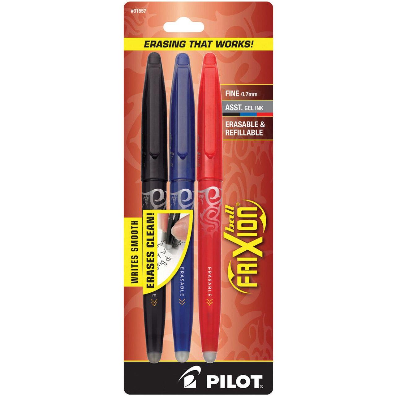 FRIXION BALL CLICKER FINE ERASE BLK\BLU\RED PQ.3