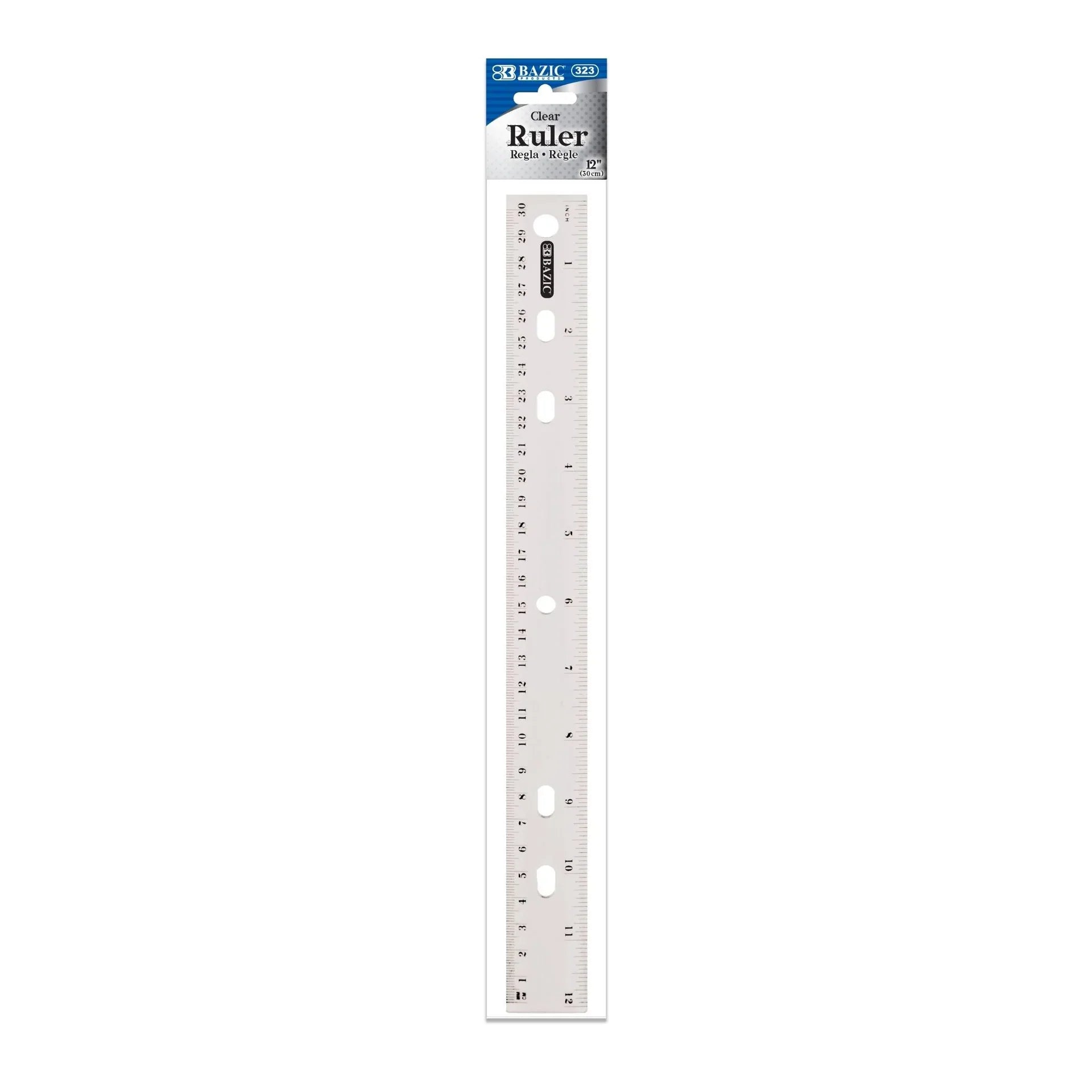 PLASTIC RULER ASST.W/NON SKID BACK 12"