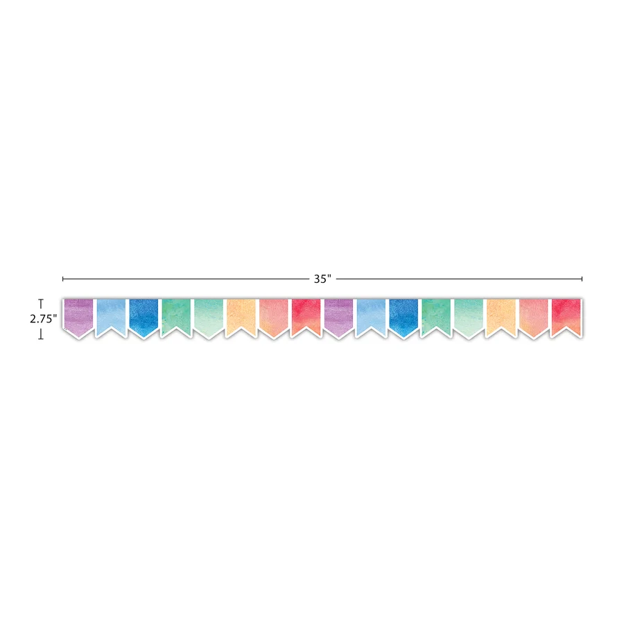 Watercolor Pennants Die-Cut Border Trim