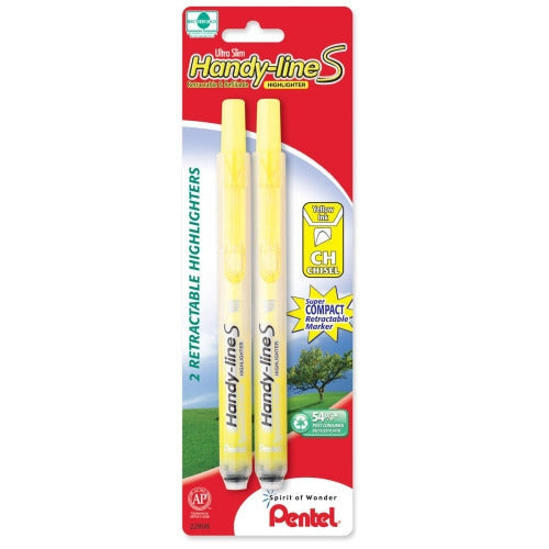 HANDY-LINES RETRACTABLE HIGHLIGHTER YELLOW PQT.2