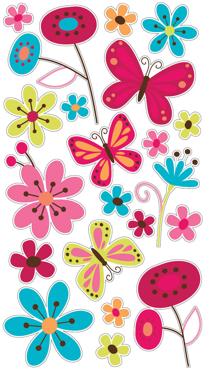 Bfly Garden | Sticko Stickers | 21 pc