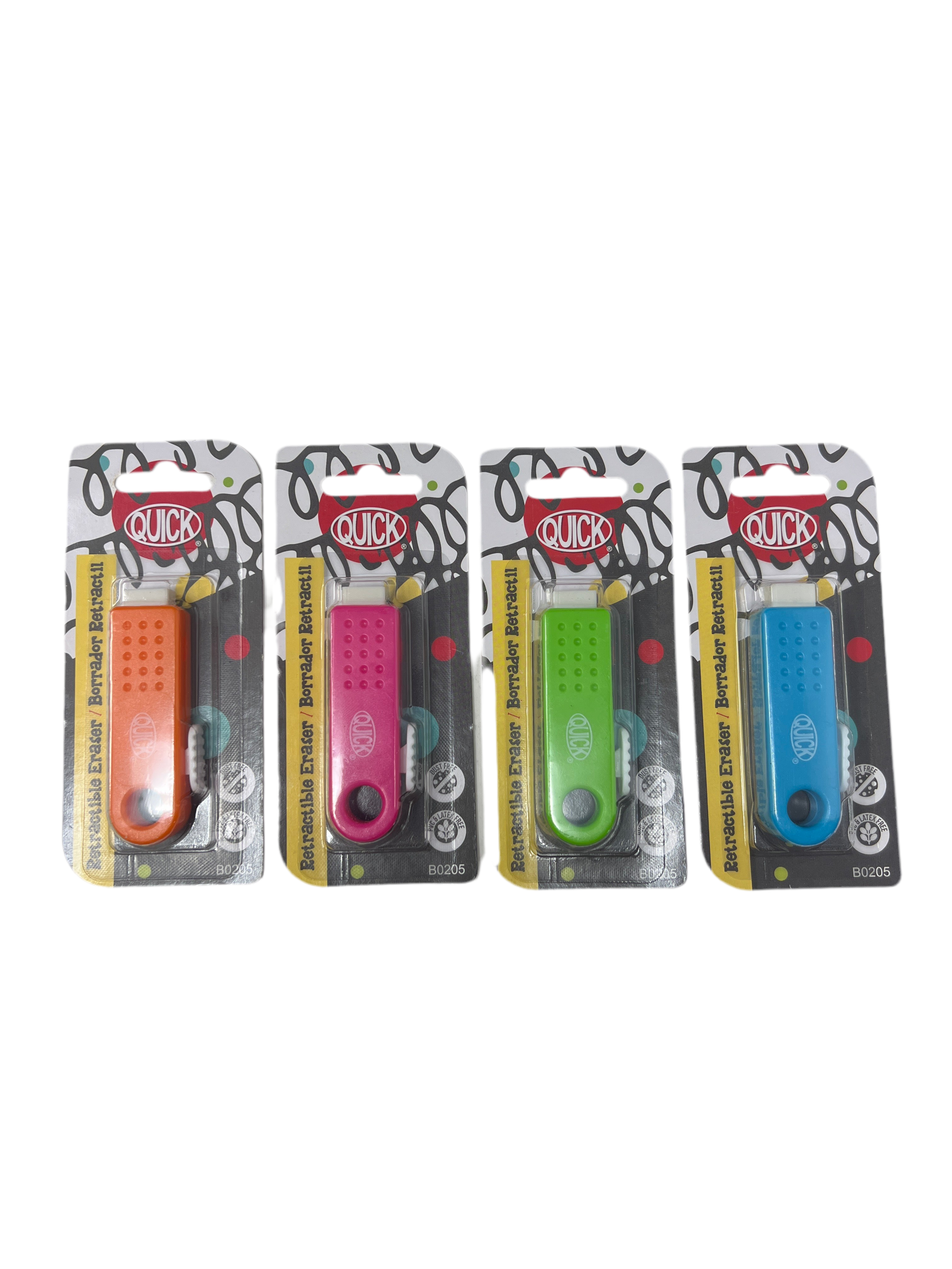 ERASER RETRACTABLE 4 ASST COLORS