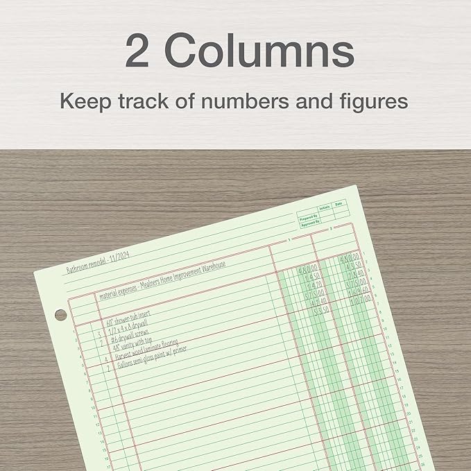 Columnar Analysis Pad | 2 Column Ledger | 8.5" x 11" | 100 Pages