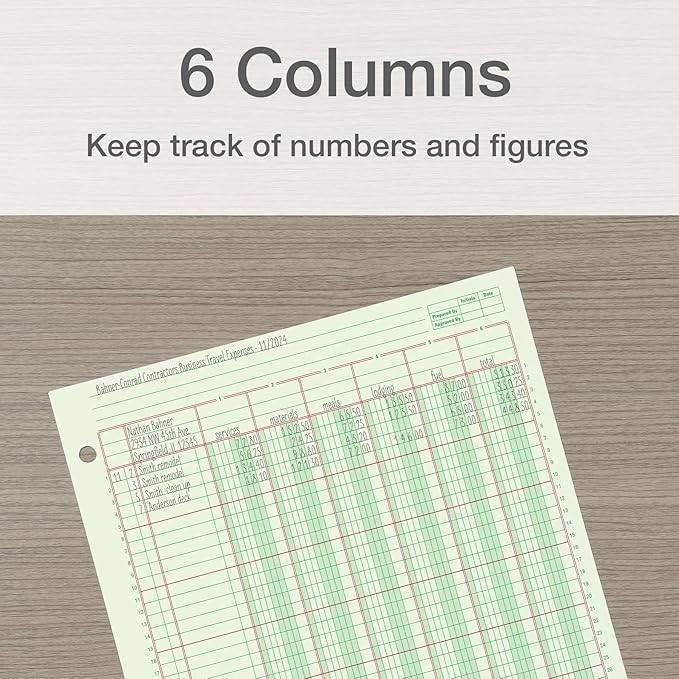 Columnar Analysis Pad | 6 Column Ledger | 8.5" x 11" | 100 Pages