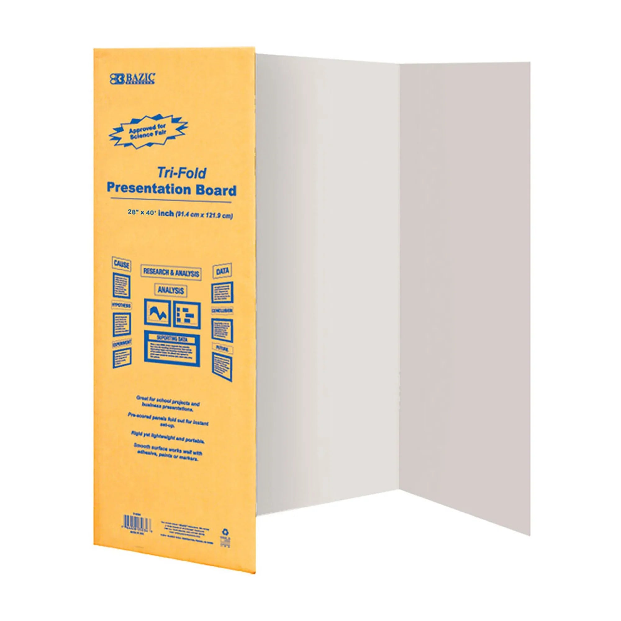 TRI-FOLD CORRUGATED PRESENTATION BOARD White 28"X 40"