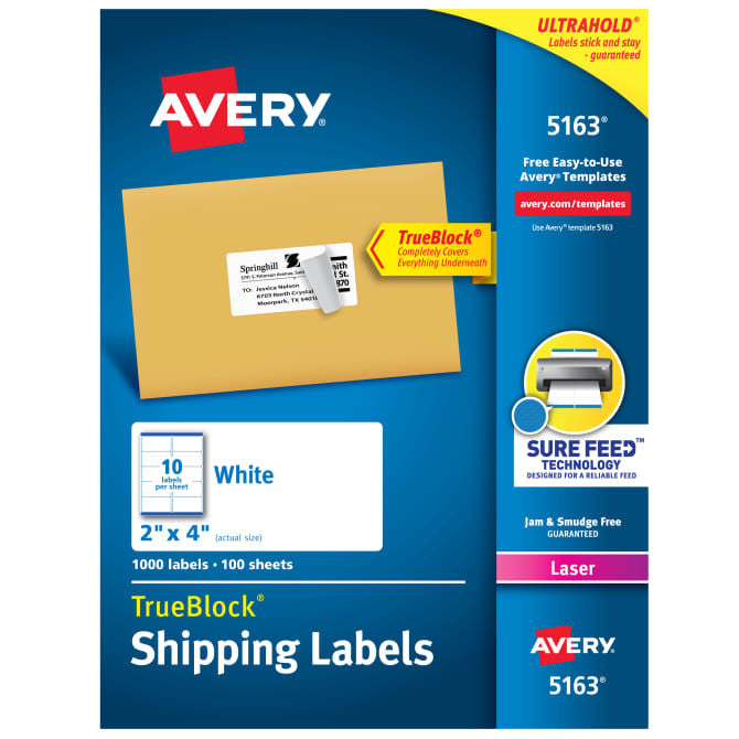 TrueBlock Shipping Label 2" x 4" White Pkg. 1000