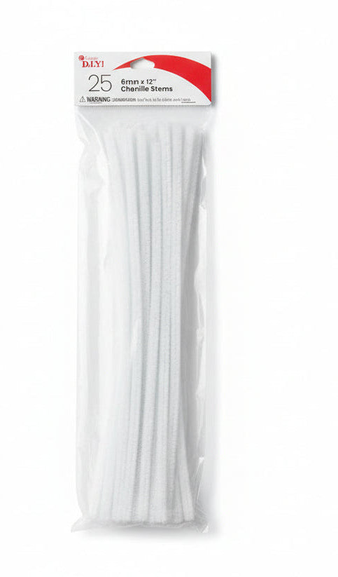 Cousin DIY Chenille Stems | 6mm x12" | 25pcs | White