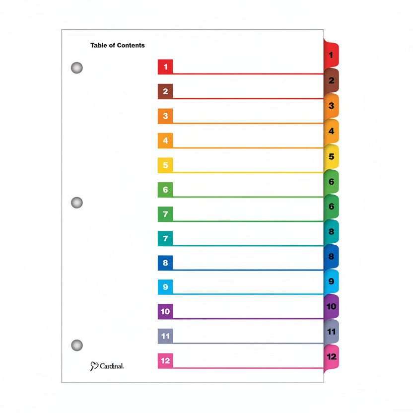 Printiable Index Dividers | 12 Tab | Multicolor