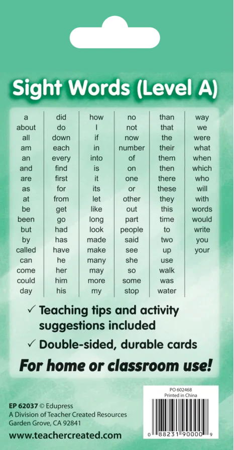 Sight Words Flash Cards - Level A