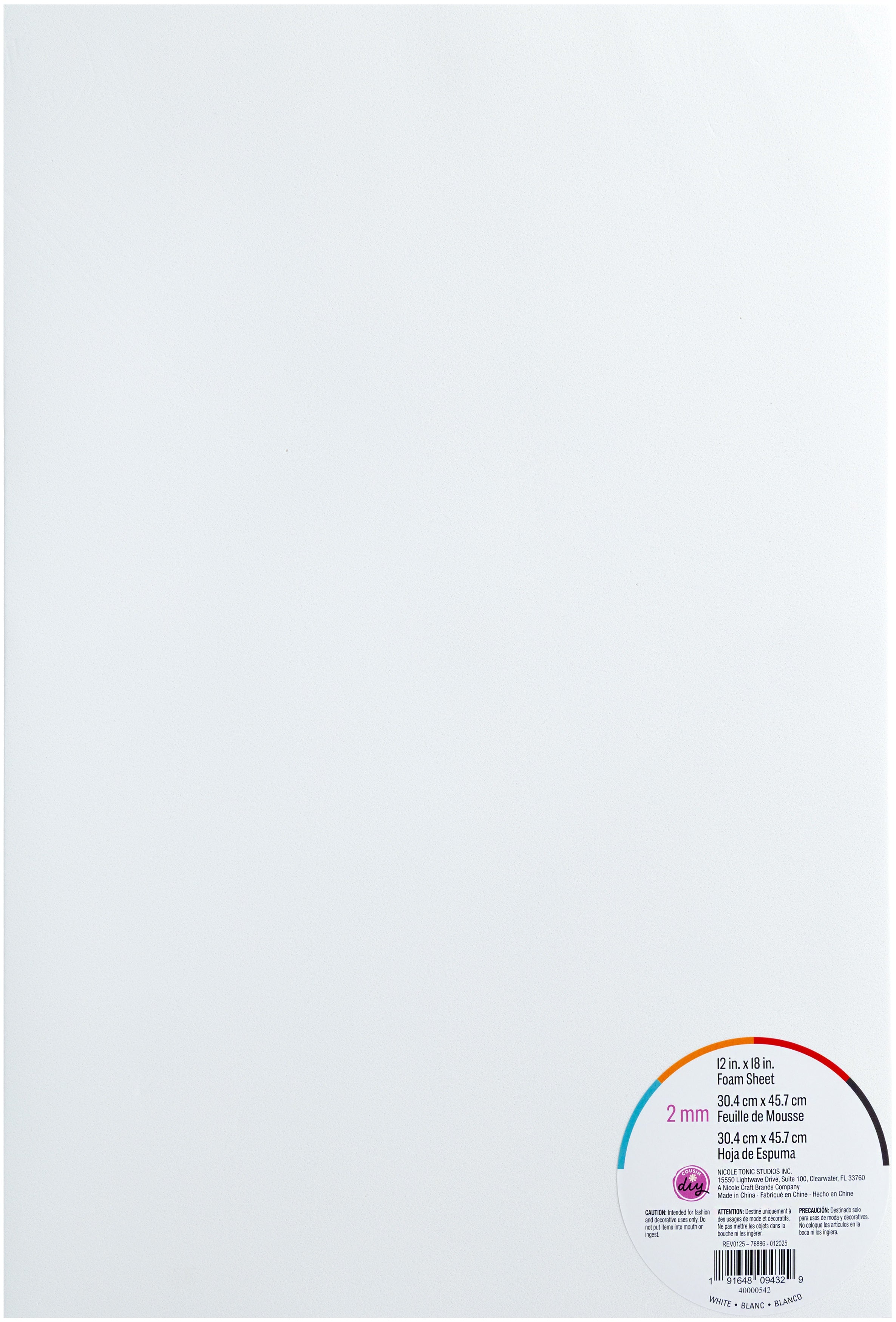 CousinDIY Foam Sheet | White | 12"X18"
