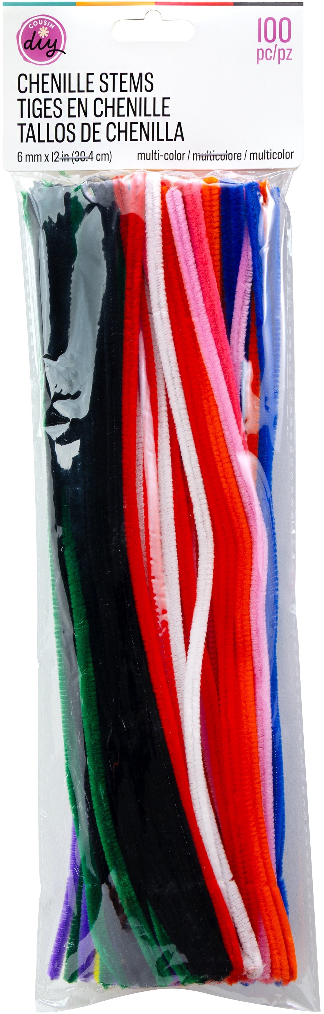 CousinDIY Chenille Stems | Multi | 6mmx12" | 100Pk
