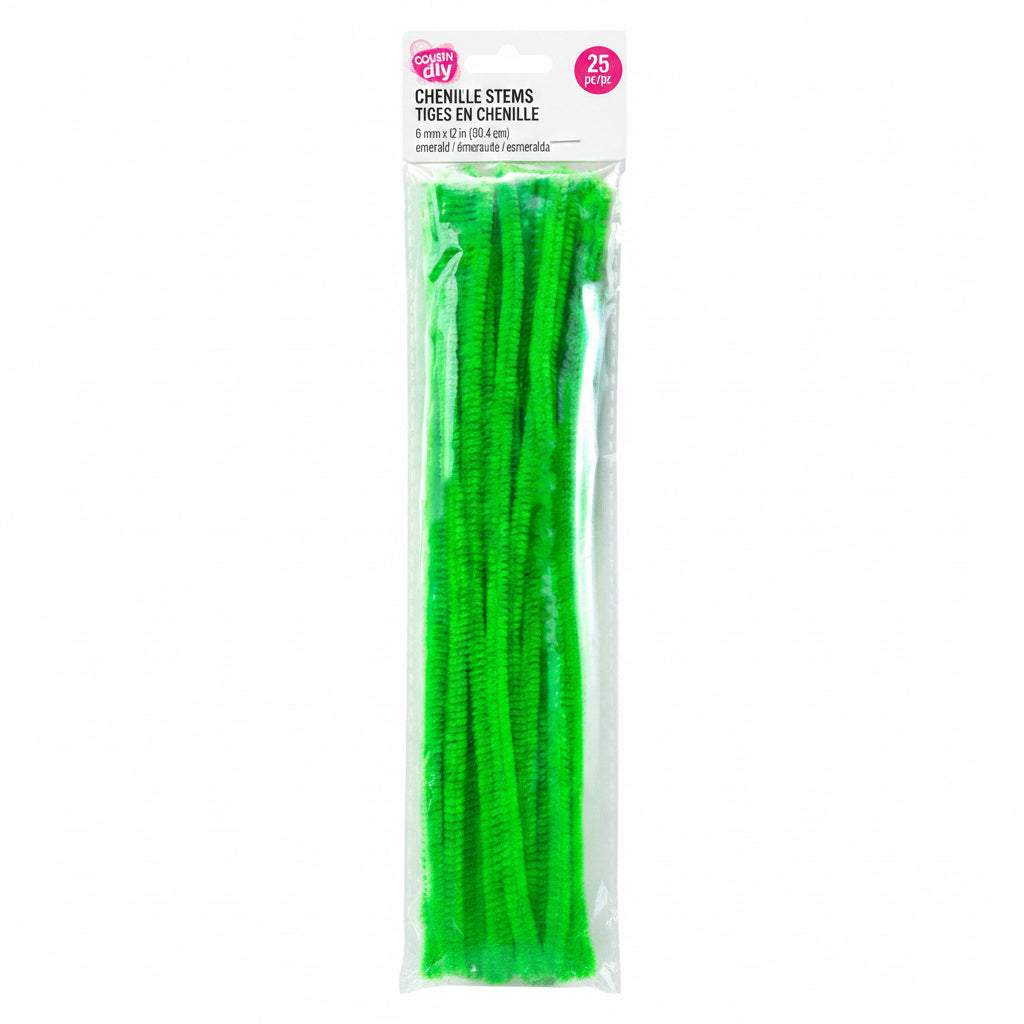 CousinDIY Chenille Stems | Emrld Grn | 6mmx12" | 25Pk