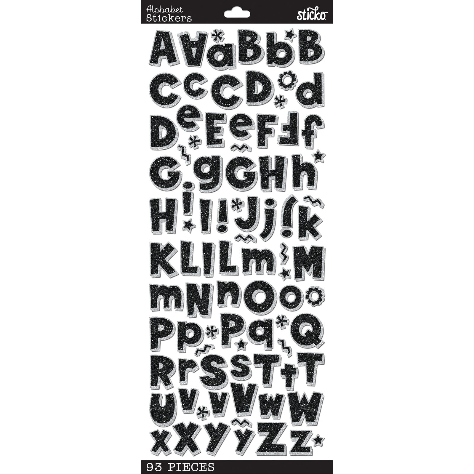 Sticko Alphabet Stickers | Black Glitter | 93 pieces