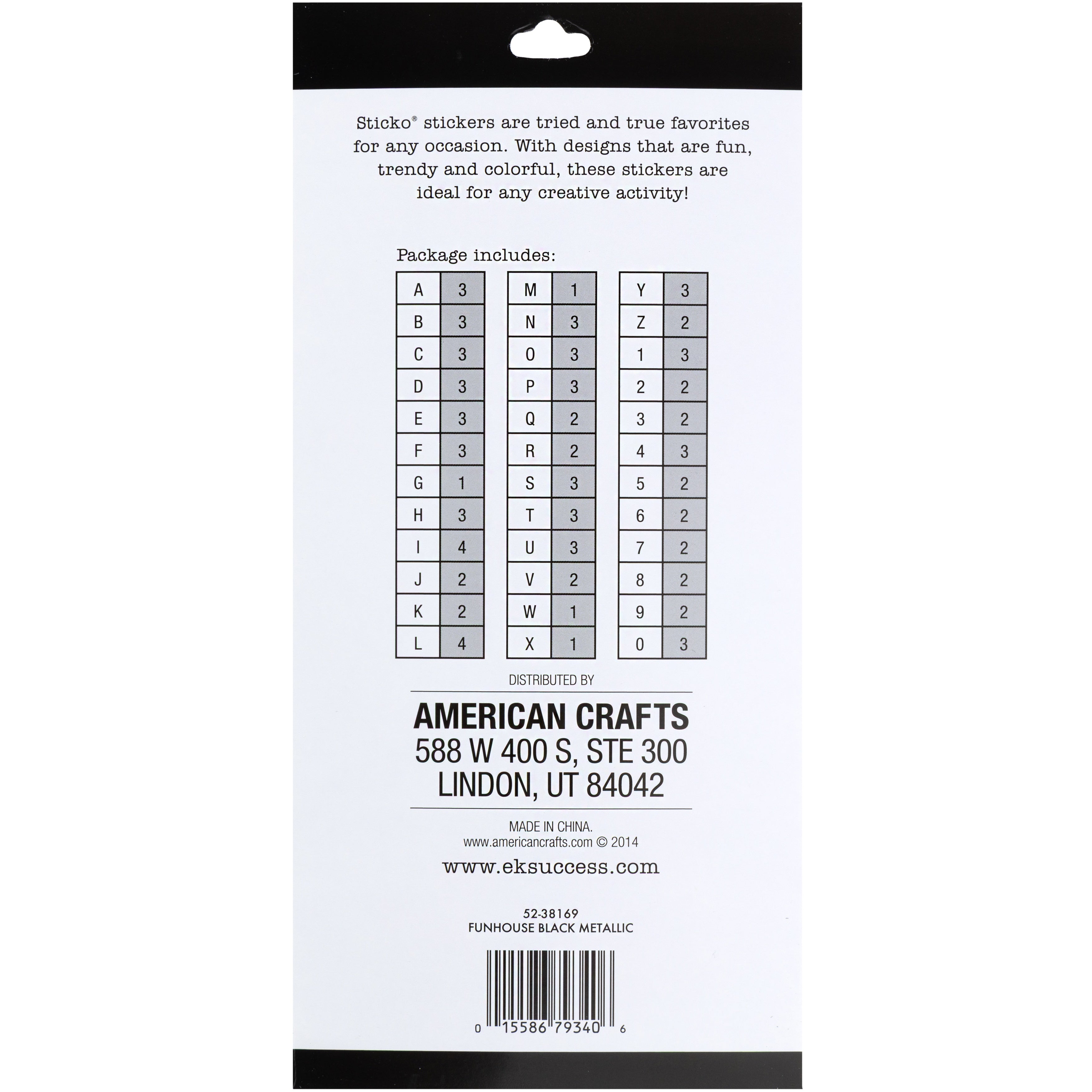Sticko Alphabet Stickers | Funhouse Black Metallic | 89 pieces