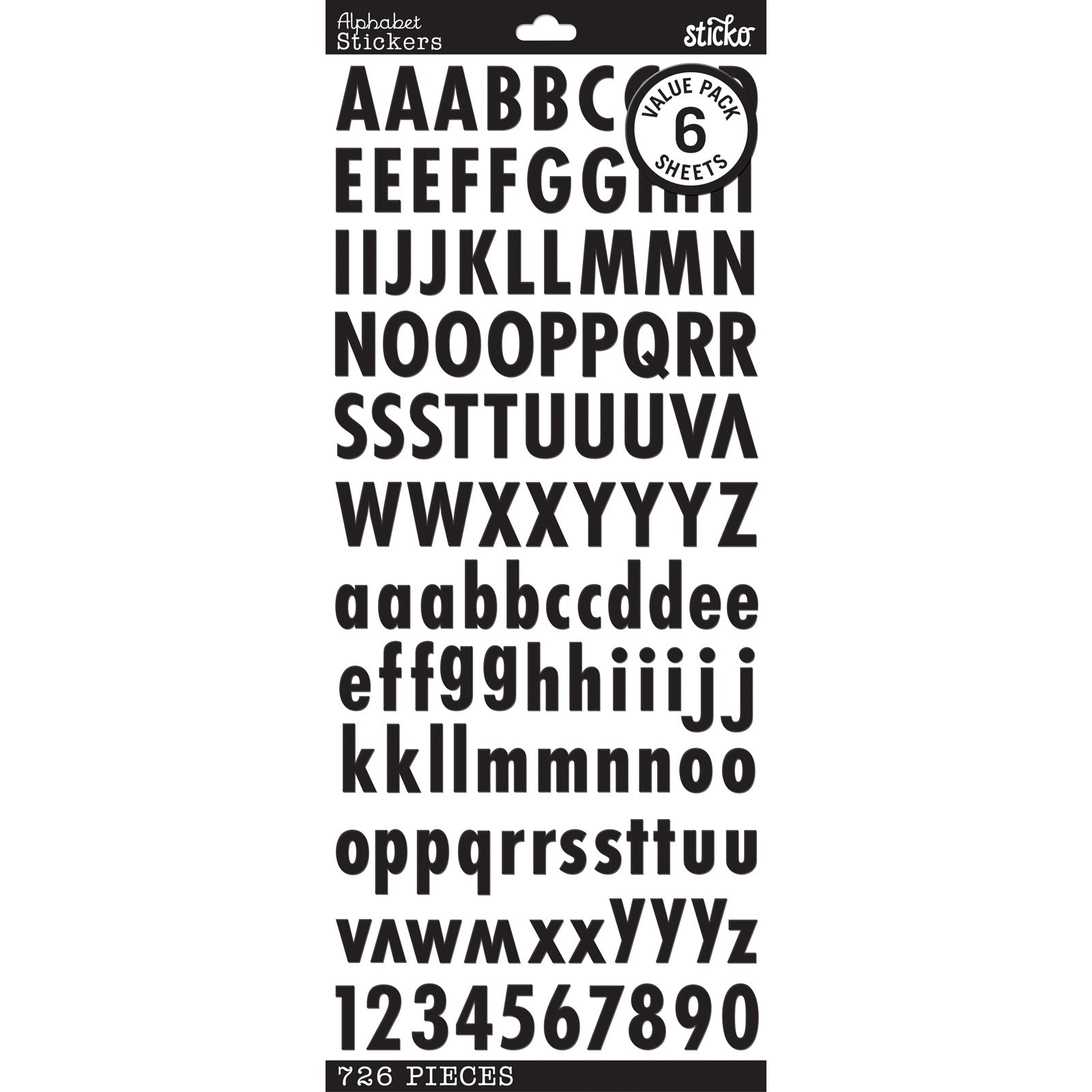 Sticko Alphabet Stickers | Black/Gold/Silver | Futura | 726 pieces