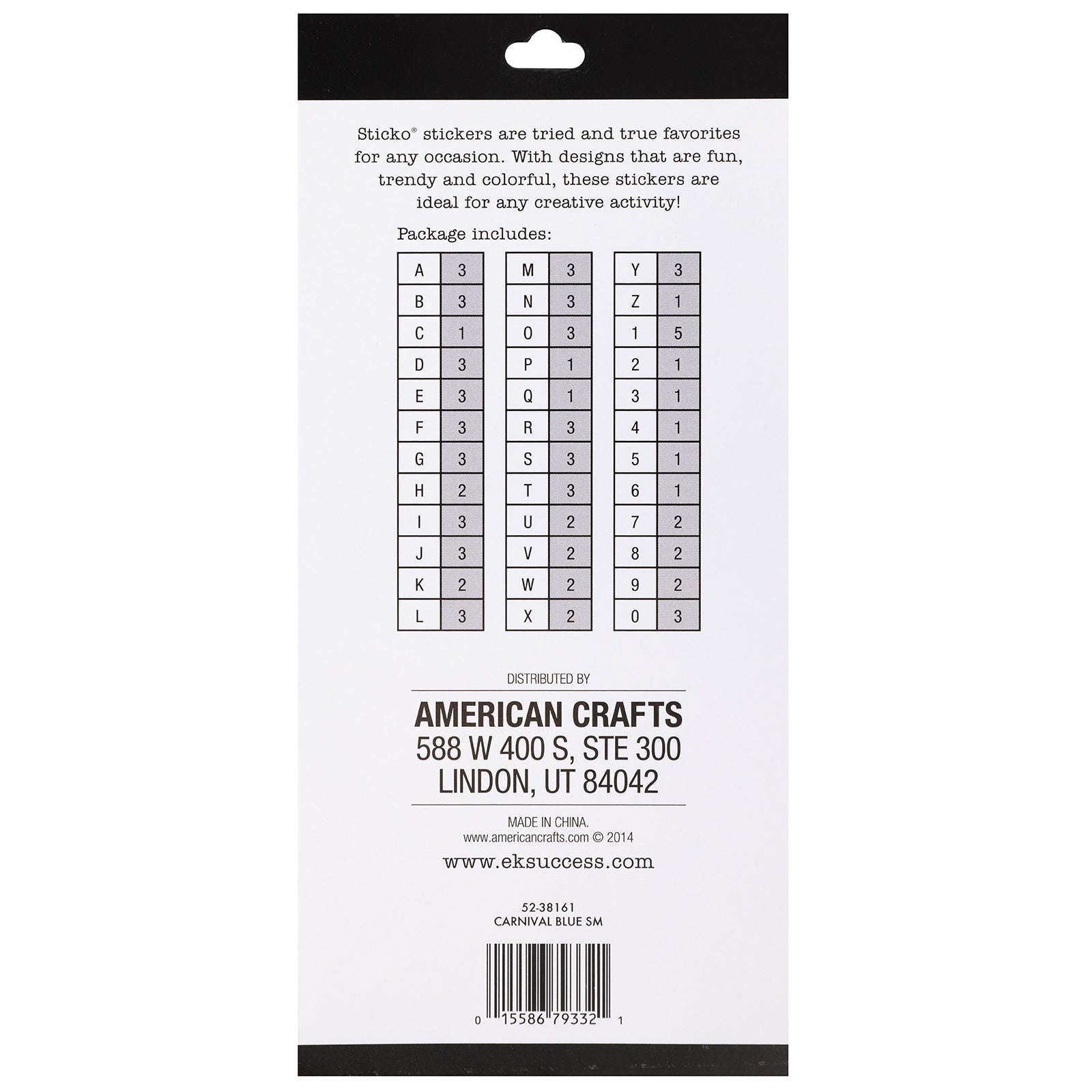 Sticko Alphabet Stickers | Carnival Blue | 92 pieces