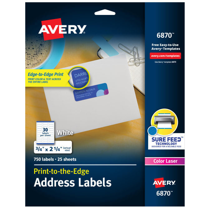 AV LABEL LASER WHITE 3/4 X 2-1/4 (PQ.750)