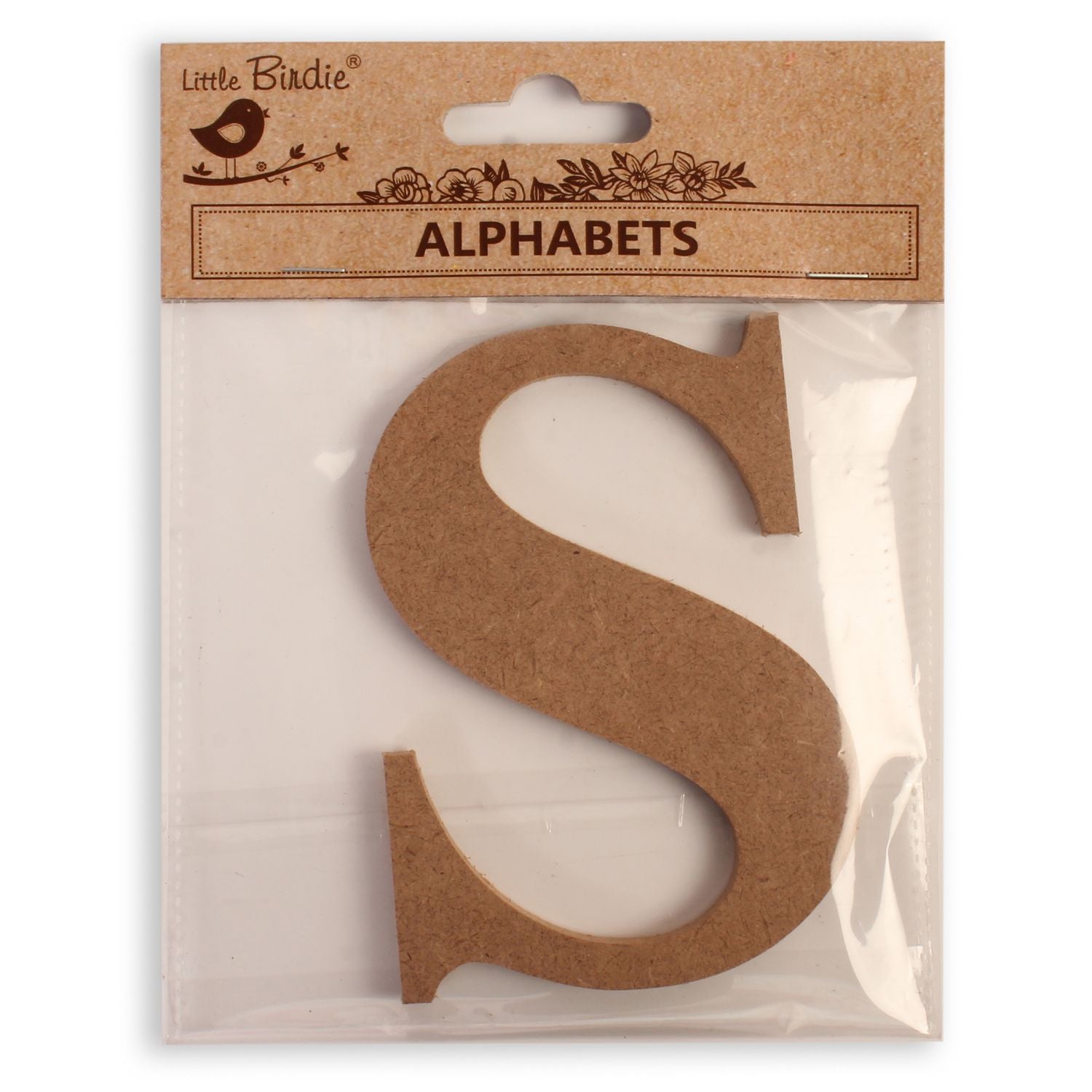 S  Little Birdie MDF Alphabets Upper Case | 4" | 1Pkg