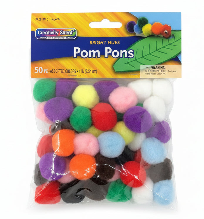 CREATIVITY STREET POM POMS BRIGHT ASSORT COLORS| Pom Pom Colores Brillantes | 50pcs