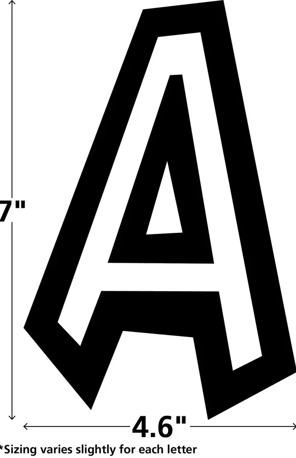 BLACK AND WHITE 7" FUN FONT LETTERS