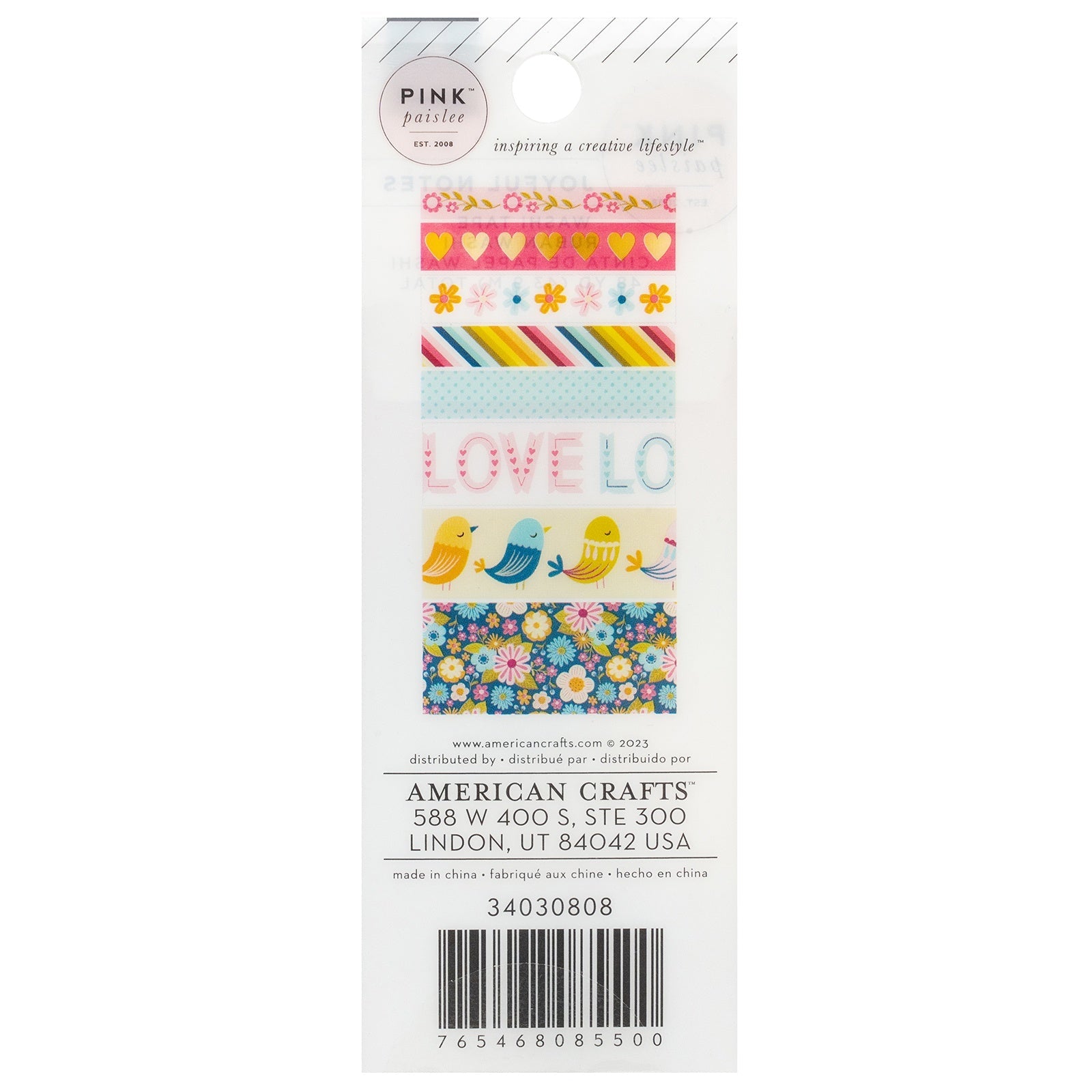 Pink Paislee Joyful Notes Washi Tape