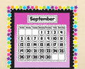 BLACK PAINTED DOTS ON WHITE CALENDAR CHART 17X22''