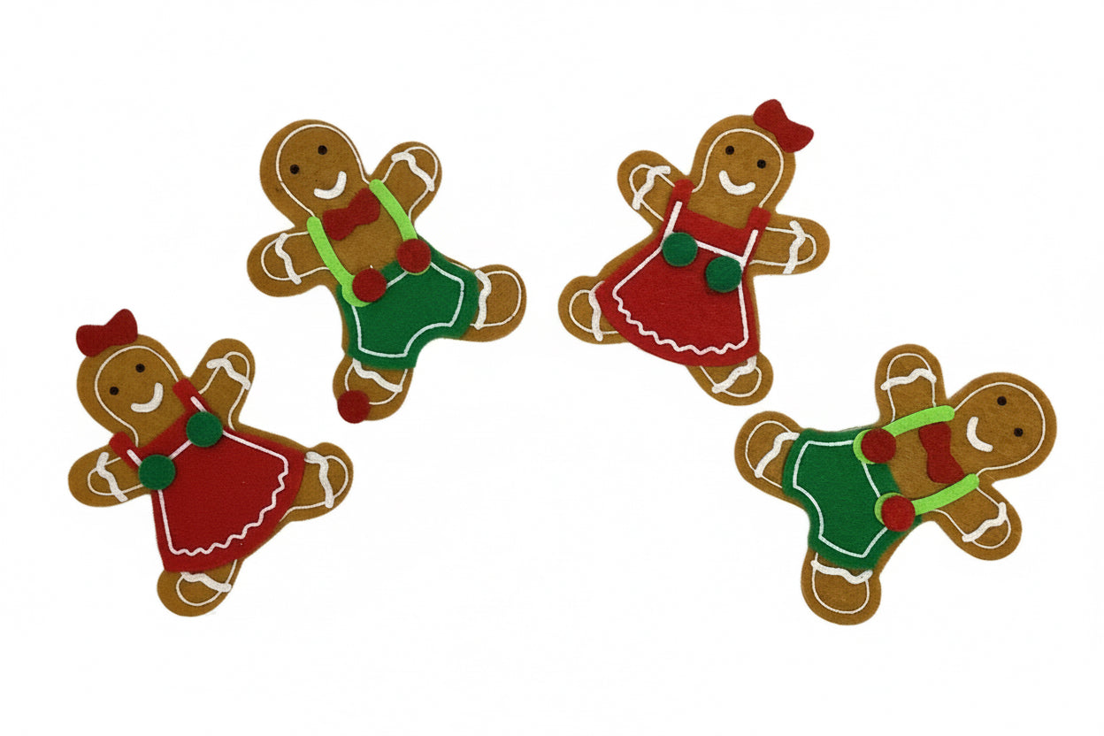 Christmas  Felt  Stickers Gingerbread  4 PCS