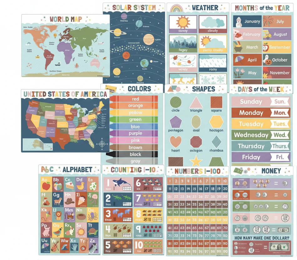 Earth Tones Early Learning Small Poster Pack