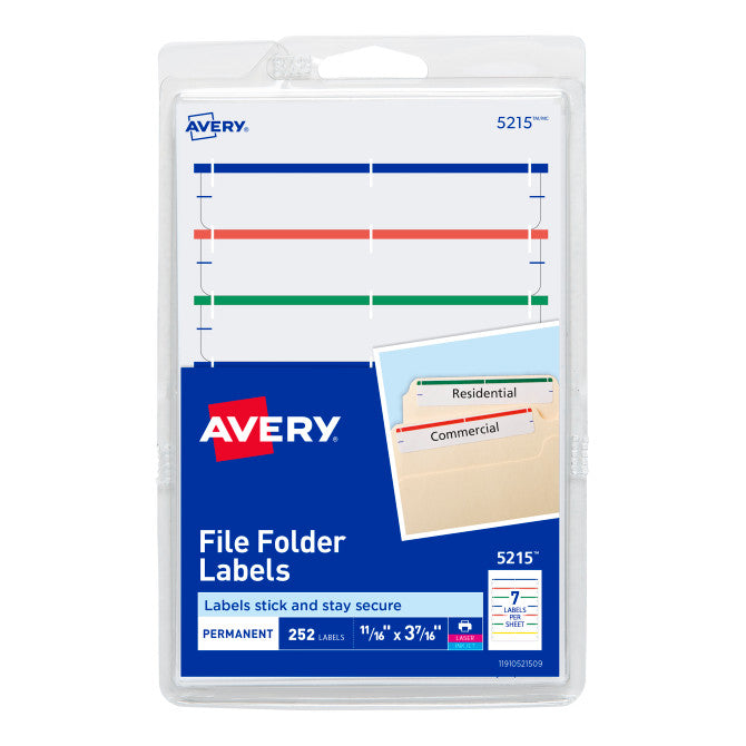 Folder Labels 2/3” x 3-7/16” Assorted Color Pkg. 252